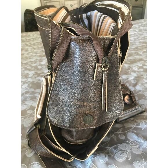 J Tote Chocolate Leather Messenger Satchel - Picture 5 of 9